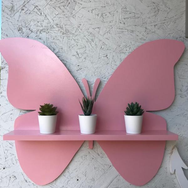 Butterfly Bloom Wall Shelf – Whimsical Pink Plant Display Rack