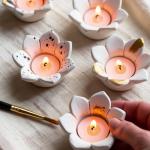 Lotus Glow Candle Stand – 1 Pc Hand-Painted Floral Tealight Holder
