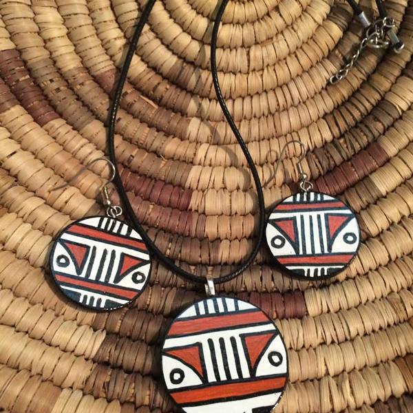 Tribal Harmony Jewelry Set – Handmade Necklace & Earrings with Ethnic Motif