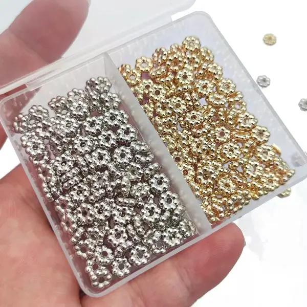 200 Pcs 6mm Snowflake Gold/Silver Plated CCB Spacer Loose Beads DIY Set Box For Bracelet Necklace Jewelry Accessories