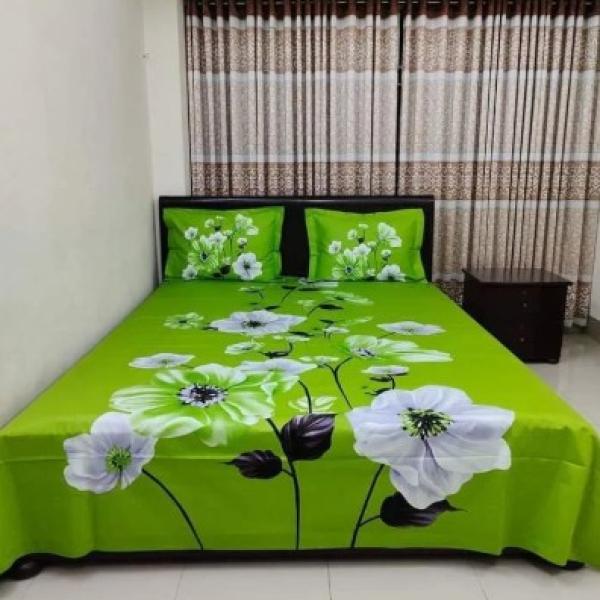 Luxury HQ Panel cotton double size twill panel bed sheet size (7 4"×8 3") feet King size with two pillow cover